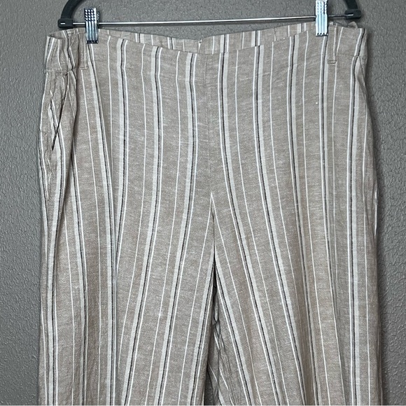 J Jill Womens L Linen Blend Striped Pants Cropped Wide Leg - Picture 2 of 12
